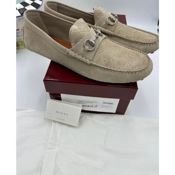 Men\'s Gucci GG logo suede driver loafers size 13 fits 13.5 US made in Italy main image 10